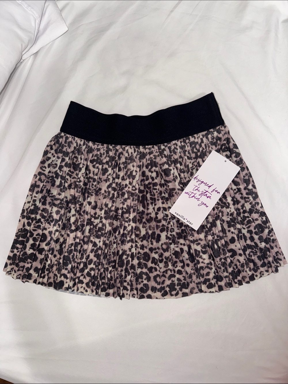 Vanilla Star Leopard Tennis Pleated Mini Skirt